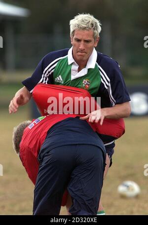 Le joueur Lions britannique et irlandais will Greenwood participe à l'entraînement, à Manly, avant le prochain décideur de la série dans leur tournée en Australie. Banque D'Images