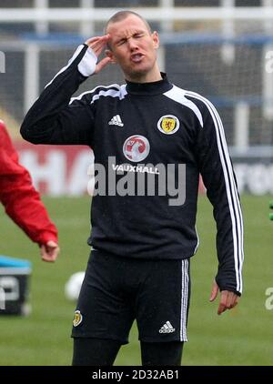 Kenny Miller, en Écosse, pendant une séance d'entraînement au Cappielow Park, Greenock. Banque D'Images