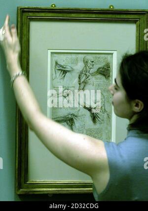 Le dessin de Léonard de Vinci "l'anatomie d'une épaule" est mis en place dans le cadre d'une exposition de dix dessins de l'artiste de la Renaissance à la Galerie d'art Lady lever sur le Wirral. Les dix dessins font partie de la collection royale et ont été prêtés par sa Majesté la Reine * pour former une exposition itinérante dans le cadre de ses célébrations de la jubillee dorée. Banque D'Images