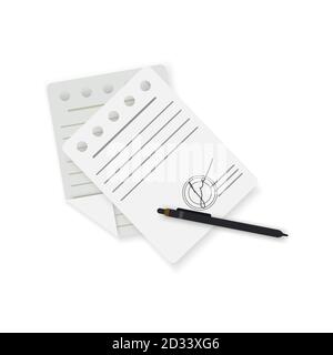 La signature de l'icône du contrat. Un rapport, une lettre, une volonté. Traiter concept. Peut être utilisé pour des sujets comme le commerce, l'éducation, de la correspondance Illustration de Vecteur