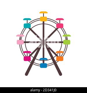 Icône de la roue Ferris de style dessin animé isolée sur fond blanc. Illustration vectorielle du symbole d'attraction Illustration de Vecteur