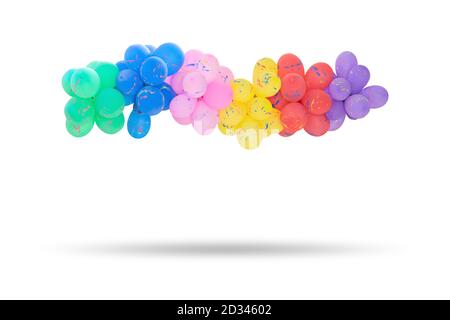 Groupe de ballons multicolores pour la décoration dans les célébrations de divers jours importants isolés sur fond blanc. Banque D'Images