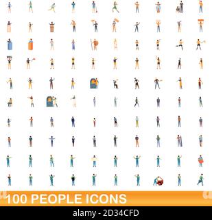 100 personnes icons set. Cartoon illustration de 100 personnes icônes vector set isolé sur fond blanc Illustration de Vecteur