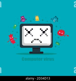 Attaque de sécurité Internet par virus informatique, illustration vectorielle Illustration de Vecteur
