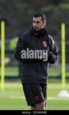 Manchester United, Henrikh Mkhitaryan durant la session de formation à l'Aon complexe de formation, Carrington. Banque D'Images