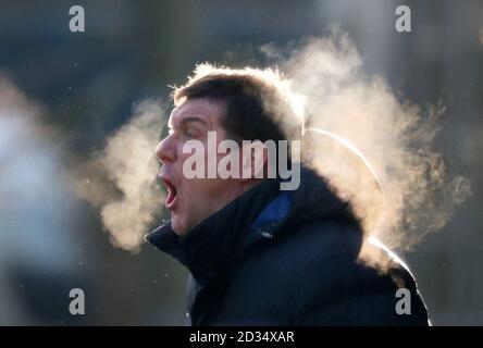 St Johnstone's manager Tommy Wright au cours de la Premiership match écossais Ladbrokes à McDiarmid Park, Perth. Banque D'Images