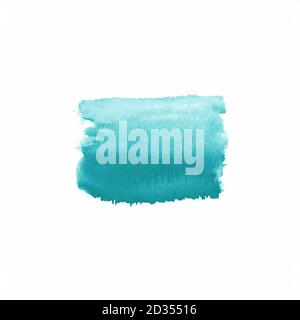 Taches aquarelle abstraites dessinées à la main. Élément de conception aquarelle. Fond turquoise aquarelle. Banque D'Images