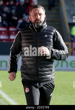 Derek McInnes, directeur d'Aberdeen, lors du match de première Écosse Ladbrokes au Pittodrie Stadium, à Aberdeen. Banque D'Images