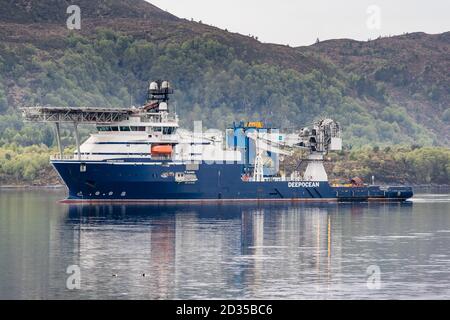 ULSTEINVIK, NORVÈGE - 2018 MAI 14. Navire offshore Normand Ocean dans le fjord Banque D'Images