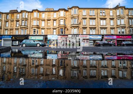 Glasgow, Écosse, Royaume-Uni. 7 octobre 2020. Le magazine Time Out a nommé Dennistoun dans l'East End de Glasgow comme l'un des quartiers les plus cool du monde. Photo : vue sur Duke Street. Iain Masterton/Alay Live News Banque D'Images