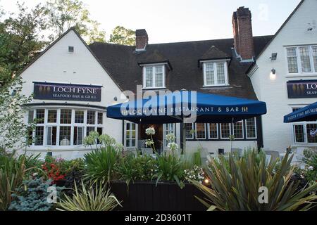 Ascot, Berkshire, Royaume-Uni. 15 août 2018. Le restaurant Loch Fyne Seafood and Grill d'Ascot, dans le Berkshire, a organisé un événement de lancement ce soir après une rénovation. Le maire et la mairesse de l'arrondissement royal de Windsor et de Maidenhead ont assisté à l'événement avec des clients et des locaux. Le Loch Fyne compte 22 restaurants dans tout le Royaume-Uni. Crédit : Maureen McLean/Alay Banque D'Images