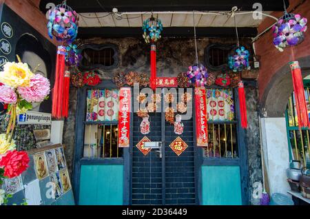 Georgetown, Penang/Malaysia - Fév 27 2020: Maison du patrimoine avec décoration colorée Banque D'Images