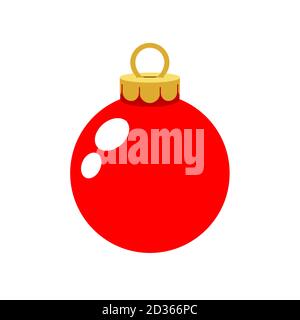 décoration de noël boule rouge isolée sur blanc Illustration de Vecteur
