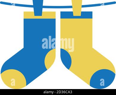 journée mondiale du syndrome de down, chaussettes suspendues pour enfants illustration vectorielle style plat Illustration de Vecteur