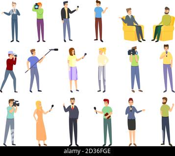 Icônes de rapport définies. Ensemble de dessins animés d'icônes vectorielles de reportage pour la conception Web Illustration de Vecteur