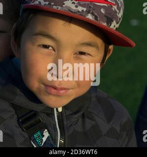 Portrait d'un garçon inuit, Nuuk, Sermersoq, Groenland Banque D'Images