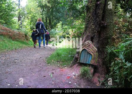 Maisons de fées le long de la piste de Feyrie au Loch Lomond in Écosse Banque D'Images