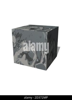 Cube gris géométrique. Motifs abstraits. Rendu 3D Banque D'Images