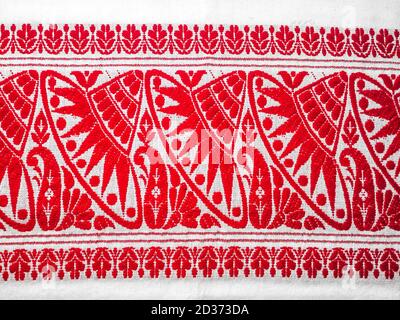 gamosa ( gamusa , galocha ) toile de fond textile, motif de gamusa ou frontière de la galosa. galosa est un tissu traditionnel d'assam, nord-est. Banque D'Images