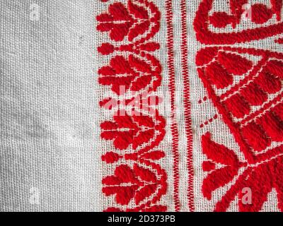 gamosa ( gamusa , galocha ) toile de fond textile, motif de gamusa ou frontière de la galosa. galosa est un tissu traditionnel d'assam, nord-est. Banque D'Images