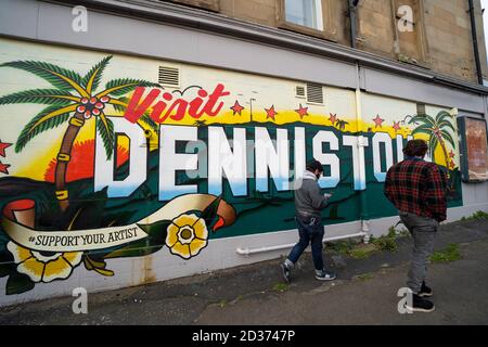 Murale à Dennistoun, dans l'est de Glasgow, en Écosse, au Royaume-Uni Banque D'Images