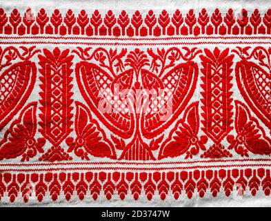 gamosa ( gamusa , galocha ) toile de fond textile, motif de gamusa ou frontière de la galosa. galosa est un tissu traditionnel d'assam, nord-est. Banque D'Images