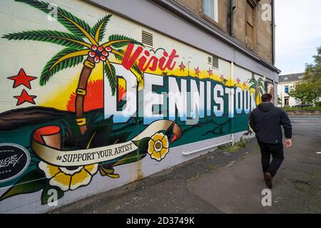 Murale à Dennistoun, dans l'est de Glasgow, en Écosse, au Royaume-Uni Banque D'Images