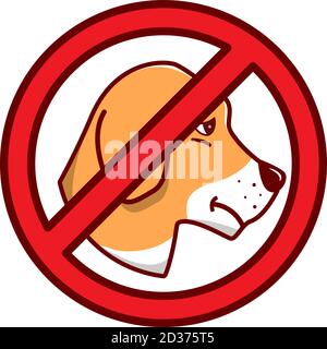 Pas de signe pour chien.beagle animal d'animal d'animal.silhouette de personnage de dessin animé. Illustration de Vecteur