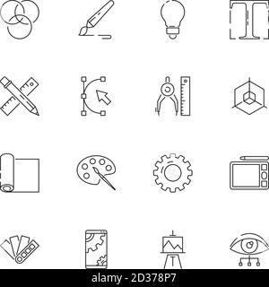 Icônes des outils graphiques. Web design programmation poligrafia art créatif éléments vector fine ligne illustrations Illustration de Vecteur