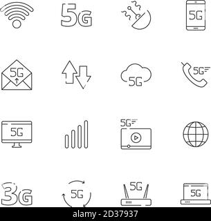 5g. Icône réseau sans fil gratuit technologie de sécurité téléphone cloud Internet 4g vecteur symboles Illustration de Vecteur