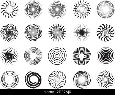 Tourbillonne les formes. Défile cercle forme des spirales et des symboles de tourbillon abstrait vecteur ornement Illustration de Vecteur