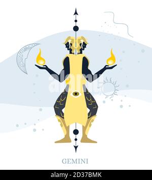 Le zodiaque signe Gémeaux. Illustration vectorielle du symbole du zodiaque. Illustration de Vecteur