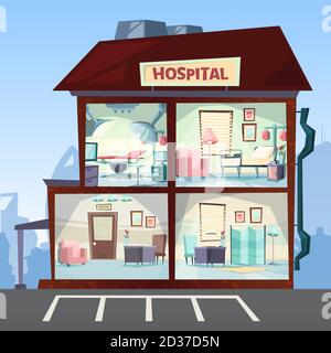 Hôpital. Salles de clinique médicale intérieur couloir urgences vecteur images de l'hôpital Illustration de Vecteur