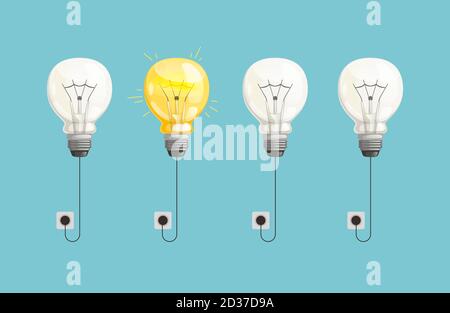 Arrière-plan du vecteur de nouvelle idée. Illustration de l'éclairage des ampoules Illustration de Vecteur