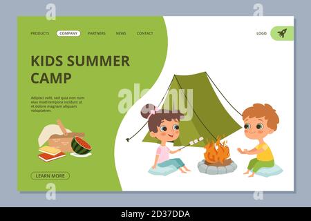 Page d'accueil de camping d'été pour enfants Illustration de Vecteur