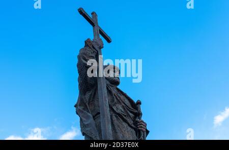 22 mars 2020, Moscou, Russie. Monument au Prince Vladimir le Grand sur la place Borovitskaya à Moscou. Banque D'Images