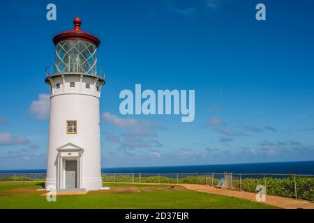 Phare de la réserve naturelle nationale de Kilauea sur l'île de Kauai, Hawaï, États-Unis. Banque D'Images