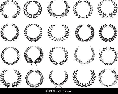 Succursale grecque. Couronne de la victoire de cercle avec feuilles vecteur elleents pour les étiquettes d'emblèmes Illustration de Vecteur