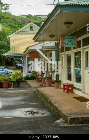 Scène de rue à Hanapepe sur l'île de Kauai, Hawaï, États-Unis. Banque D'Images