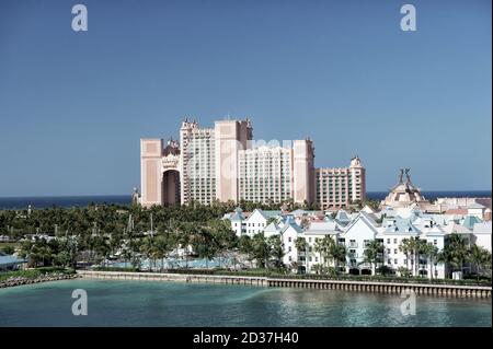 NASSAU, Bahamas - mars 9. 2016 : l'Atlantis Paradise Island Resort, situé dans les Bahamas . Le coût de 800 millions de dollars resort apportent à la vie le mythe et légende de la cité perdue d'Atlantis. Banque D'Images