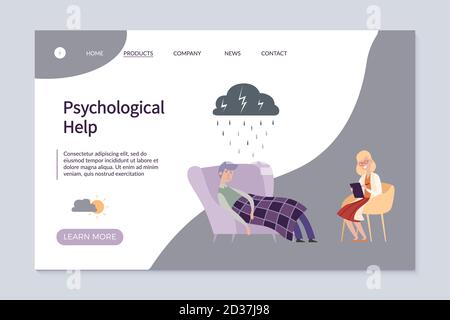 Modèle de vecteur de page d'arrivée de Web d'aide psychologique Illustration de Vecteur