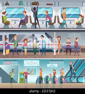Entrée du métro. Métro urbain sortie électronique pas plate-forme station ville transport rapide vecteur dessin animé arrière-plan Illustration de Vecteur