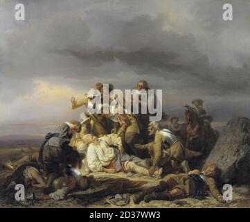 Wahlbom Carl - trouver le corps du roi Gustav II Adolf de Suède après la bataille de Lützen - Suédois École - 19e siècle Banque D'Images