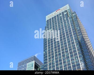 Londres, Royaume-Uni - 03 février 2019 : Sun brille sur le siège de Citi EMEA à Canary Wharf. Citibank (Citigroup Inc.) est une interdiction d'investissement américaine Banque D'Images