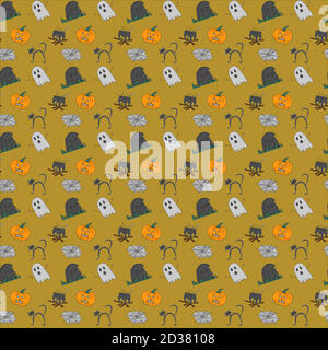 Motif sans couture et motif d'halloween Illustration de Vecteur