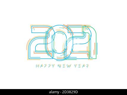 Carte de bonne année 2021 pour la circulaire des fêtes de saison, cartes de voeux et d'invitations, bannière de félicitations. Logo et design de style cyber-science-fiction Illustration de Vecteur