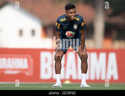 7 octobre 2020; Granja Comary, Teresopolis, Rio de Janeiro, Brésil; Qatar 2022 qualificatifs; Rodrygo du Brésil pendant la session de formation Banque D'Images