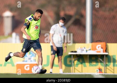 7 octobre 2020; Granja Comary, Teresopolis, Rio de Janeiro, Brésil; Qatar 2022 qualificatifs; Neymar du Brésil pendant la session de formation Banque D'Images