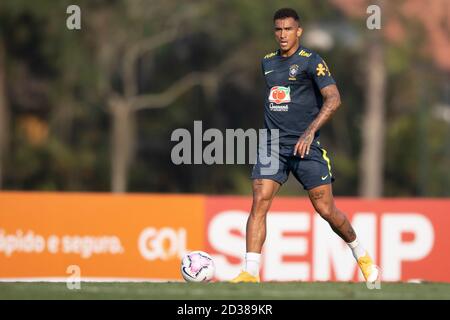 7 octobre 2020; Granja Comary, Teresopolis, Rio de Janeiro, Brésil; Qatar 2022 qualificatifs; Danilo du Brésil pendant la session de formation Banque D'Images