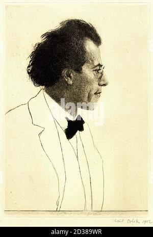 Orlik Emil - Portrait de Gustav Mahler - République Tchèque Et l'école de Slovaquie - 19e siècle Banque D'Images